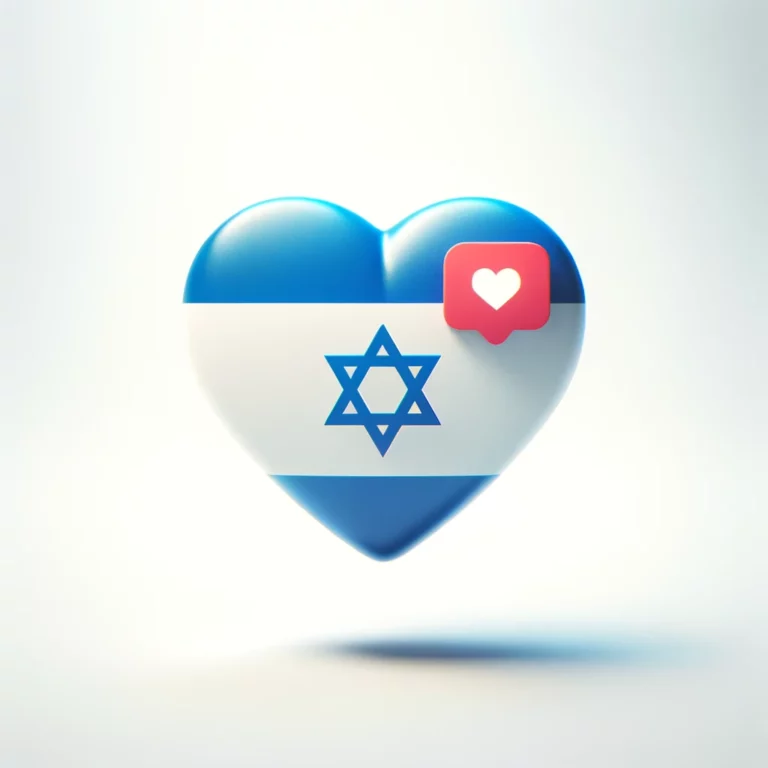 לב לייק מינימליסטי של אינסטגרם משולב עם דגל ישראל, מסמל קניית עוקבים ישראלים ברשת החברתית